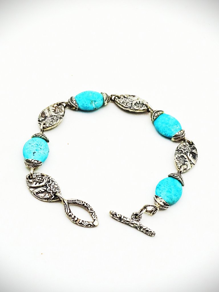 Barse Studio Nwot Sterling Silver Blue Turquoise Link Bracelet